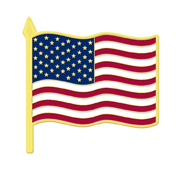 Wavy U.S. Flag Metal Lapel Pin - 3/4"