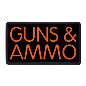 Guns and Ammo 13" x 24" Simulated Neon Sign