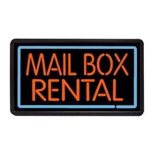 Mail Box Rental 13" x 24" Simulated Neon Sign