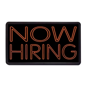 Now Hiring 13" x 24" Simulated Neon Sign