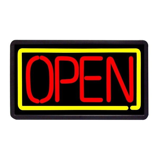 13" x 24" Simulated Neon Sign - Open/Closed/Hours - Image 1