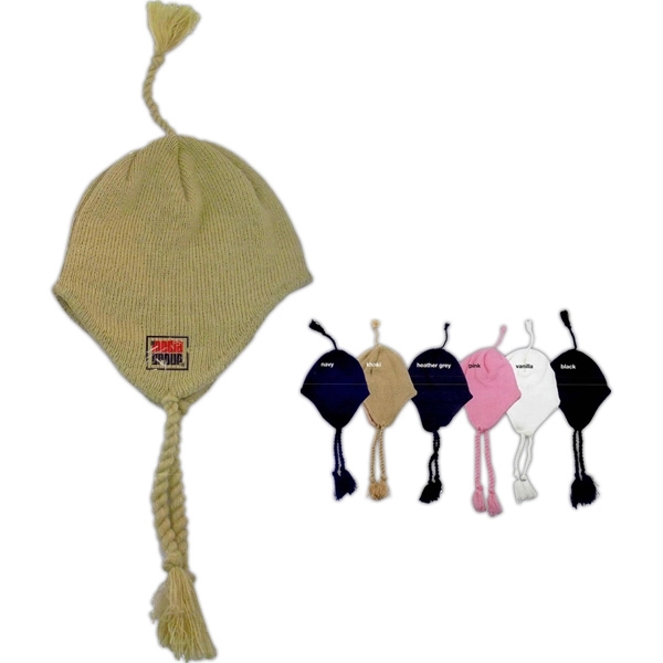 Knit Hat With Ear Flaps And Tassel - Image 1