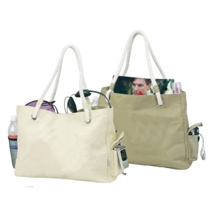 Cotton Zipper Top Rope Tote (Overseas Special Order)