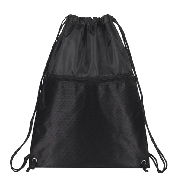 Drawcord Backpack with zipper pocket - Image 2