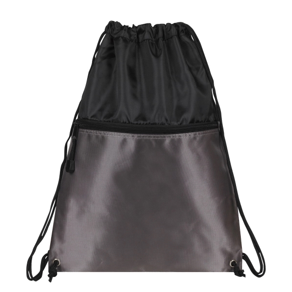 Drawcord Backpack with zipper pocket - Image 5