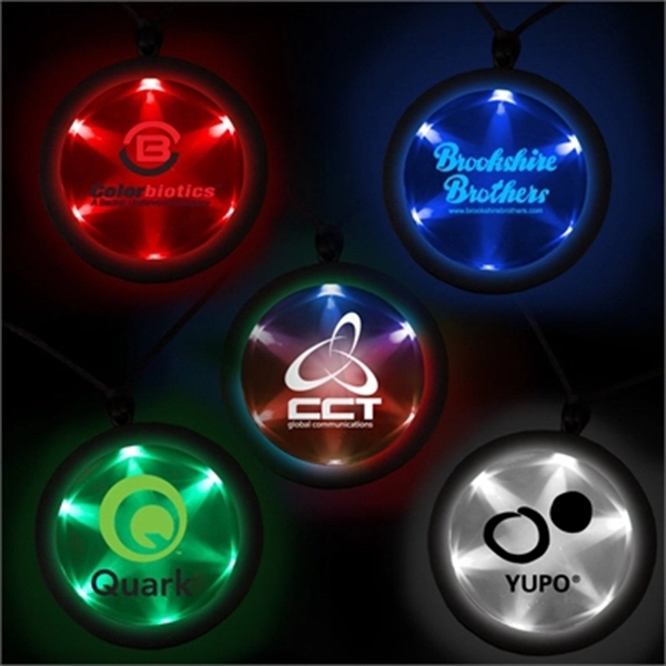 2 1/4&quot; Fusion Light Up LED Badge with Necklace