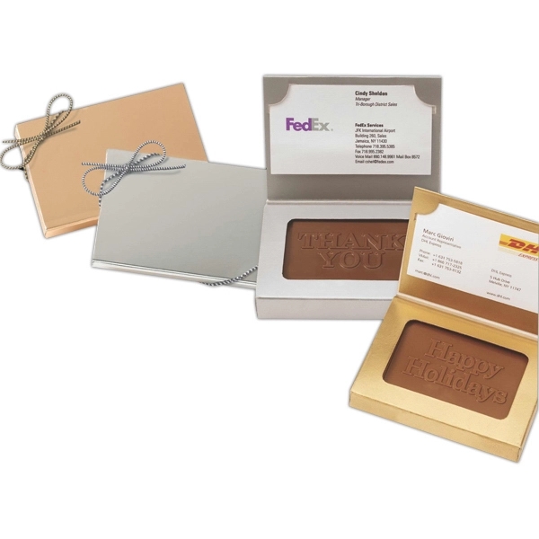Custom Molded Rectangle Chocolate Piece Business Card Box - Image 1
