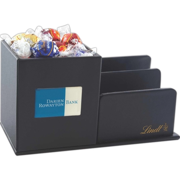 Leatherette Desk Organizer with Lindt Chocolate Balls - Image 1
