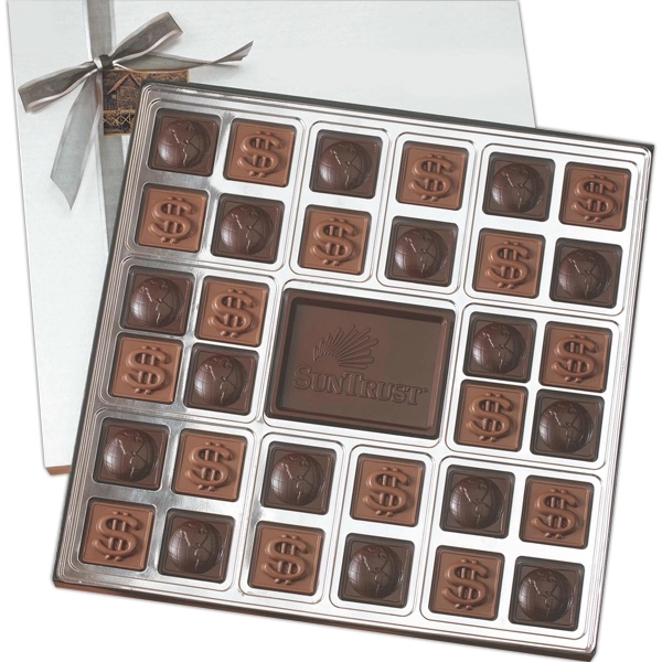 Custom Molded 32 Piece Chocolate Squares Gift Box - Image 1