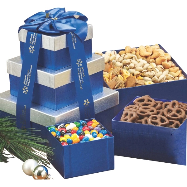 Sweet and Savory Gift Tower w Assorted Nuts and Confections