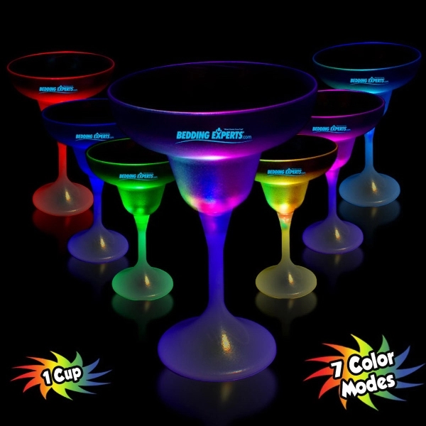 10 oz. LED Lighted Frosted Margarita Glass with White Base