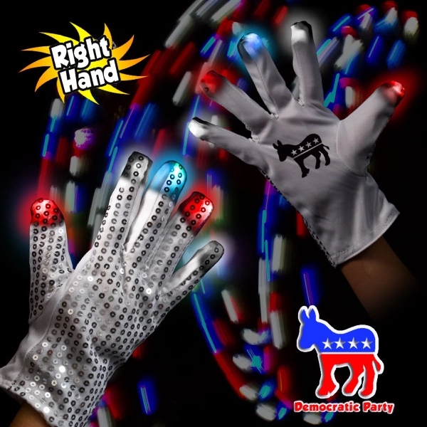 Democratic LED Light Up Glow Sequin Glove