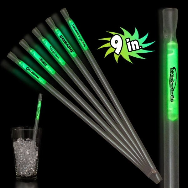 Green 9&quot; Glow Light Up Motion Straw