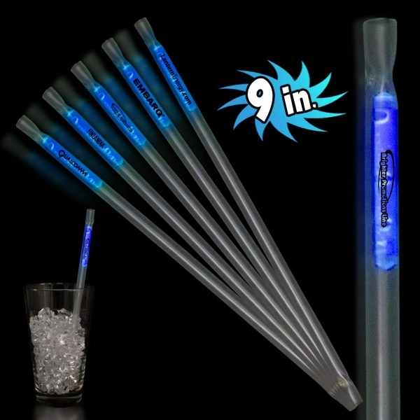 Blue 9&quot; Glow Light Up Motion Straw