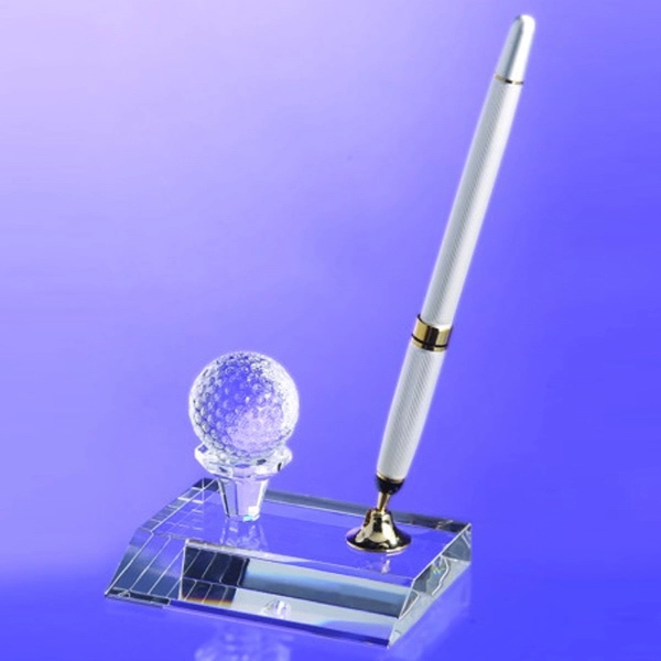 Award-Crystal Golf Pen Set w/ Silver Pen