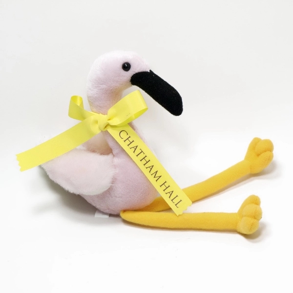 10" Flamingo with ribbon and one color imprint