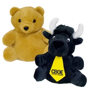 10" Bear/Black Bull Puppet with tie and one color imprint