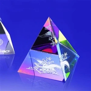 Award-Rainbow Colored Pyramid 3"h