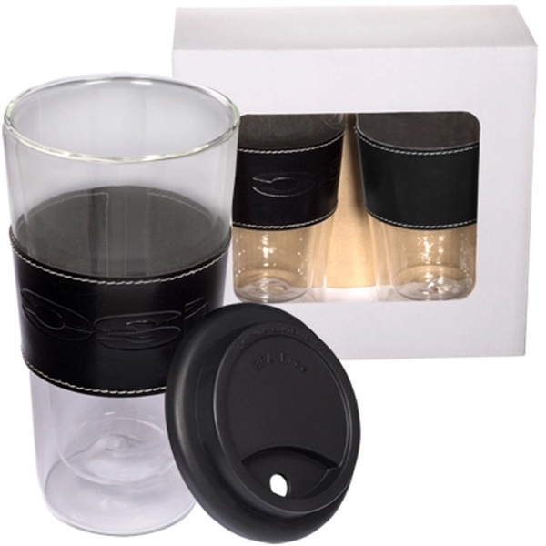 Mighty Glass Tumbler with Leather Sleeve Set