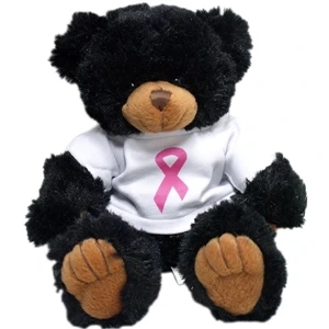 9" Black Peter Bear w/Breast Cancer Awareness T-shirt