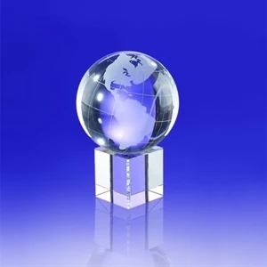 Award- Crystal Globe on Cube 6"