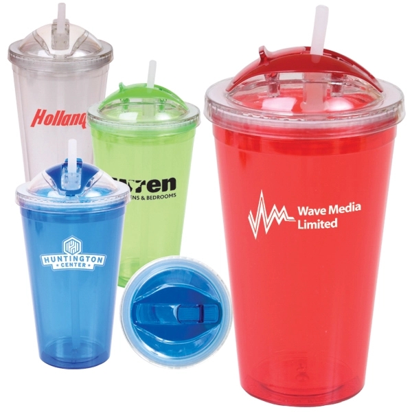 16 oz Double Wall Acrylic Tumbler with Dome Lid &amp; Straw