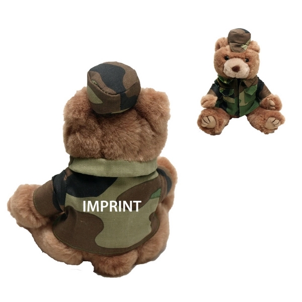 8&quot; Marine Bear - Green Camo with one color imprint