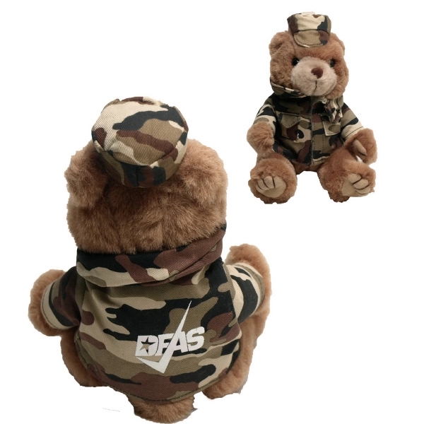 8&quot; Marine-Desert Camo Bear with one color imprint