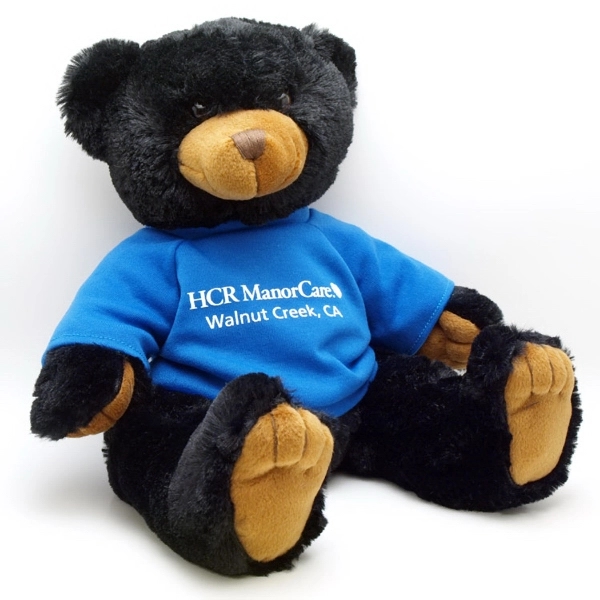 12&quot; Black Peter Bear with t-shirt one color imprint