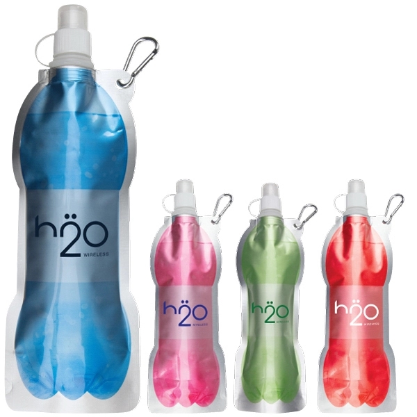 14 oz Fold Flat Water Bottle with Carabiner