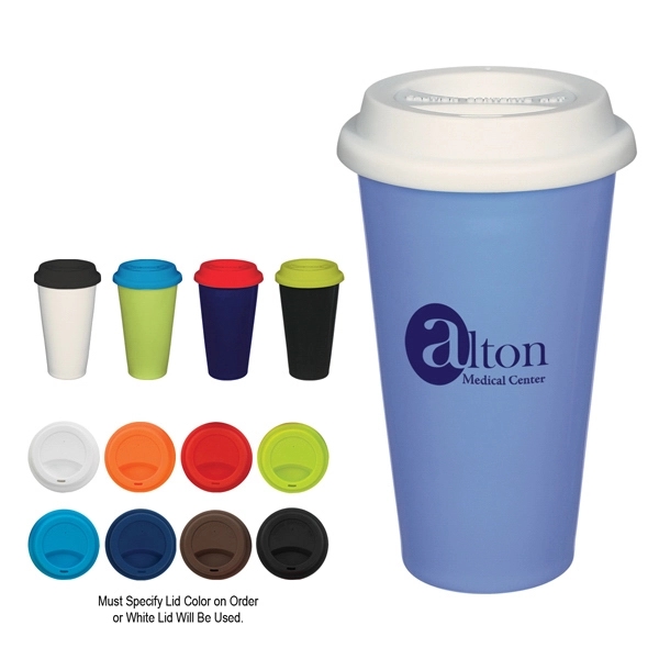 11 oz. Double Wall Ceramic Mug With Silicone Lid