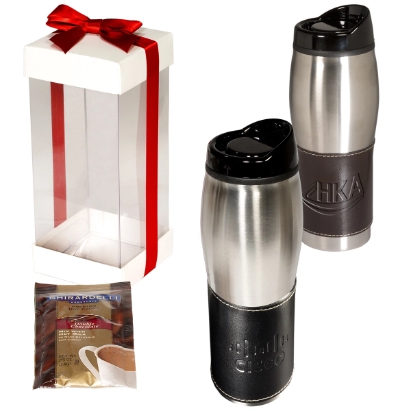 Leather-Wrapped Tumbler with Ghiradelli (R) Hot Cocoa