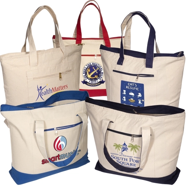 Zippered Cotton Boat Tote - Image 2
