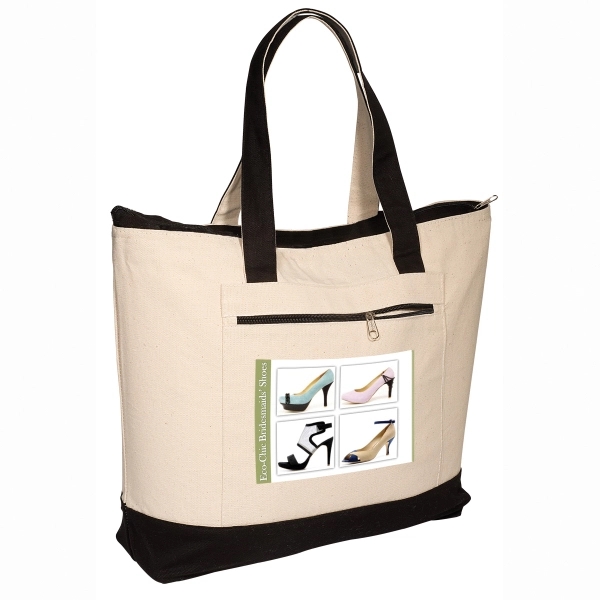 Zippered Cotton Boat Tote - Image 3