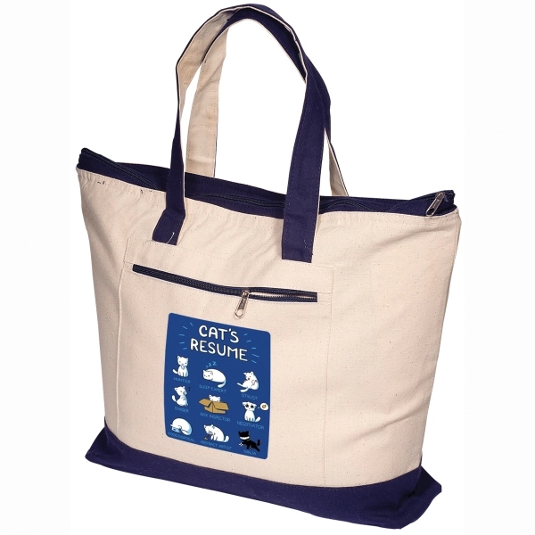 Zippered Cotton Boat Tote - Image 6