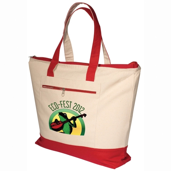 Zippered Cotton Boat Tote - Image 7