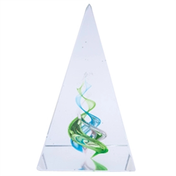 Green Crystal Pyramid Paperweight