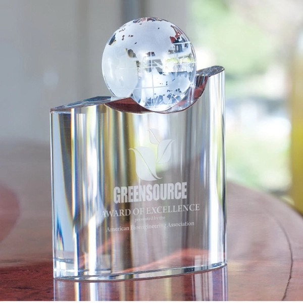 Crystal Globe on Wave Crystal Base Award
