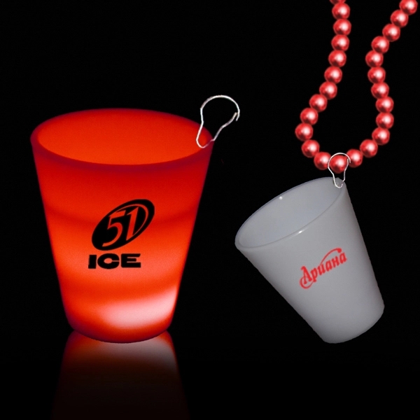 Red 2 oz Neon Look LED Light Up Glow Shot Glass with J Hook