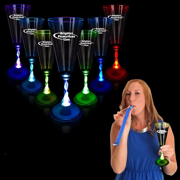 7 1/2 oz. LED Light Up Glow Champagne Glass with Frosted Bas