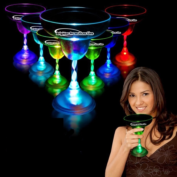 10 oz. Light Up Flashing MultiColor LED Glow Margarita Glass
