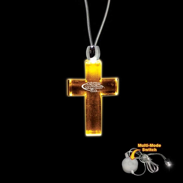 Cross Amber Light-Up LED Acrylic Pendant Necklace