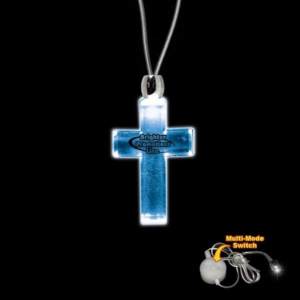Cross Blue Light-Up Acrylic Pendant Necklace