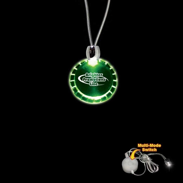 Bottle Cap Green Light-Up Acrylic Pendant Necklace