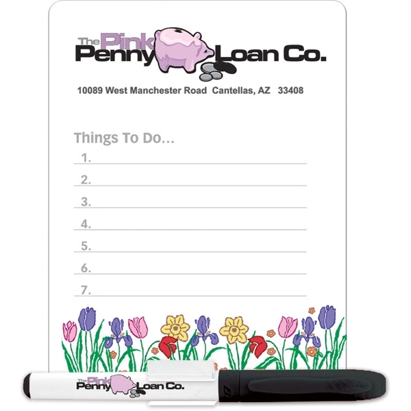 Dry Erase Magnet with Marker and Clip - Image 1
