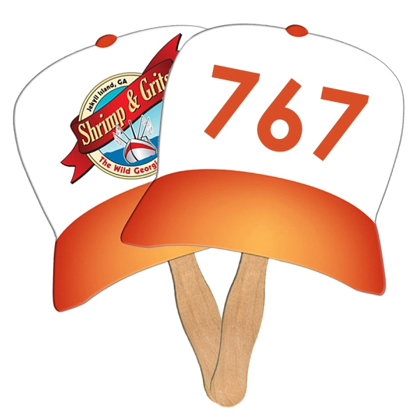 Baseball Hat Auction Sandwiched Hand Fan Full Color - Image 1