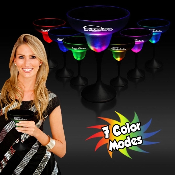 10 oz. LED Lighted Frosted Margarita Glass with Black Base
