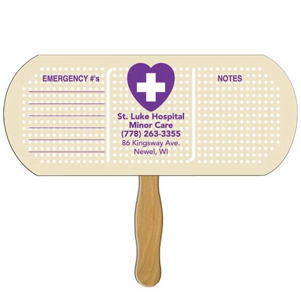 Band Aid/Pill shape Hand Fan Full Color - Image 1