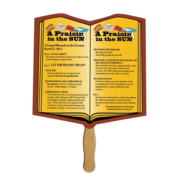 Open Book Hand Fan Full Color - Image 1