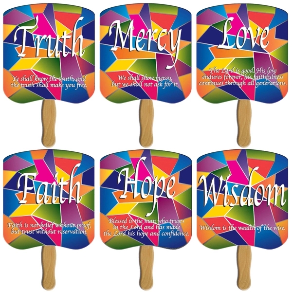 Assorted Religious Hand Fan Stock Graphic - Image 1